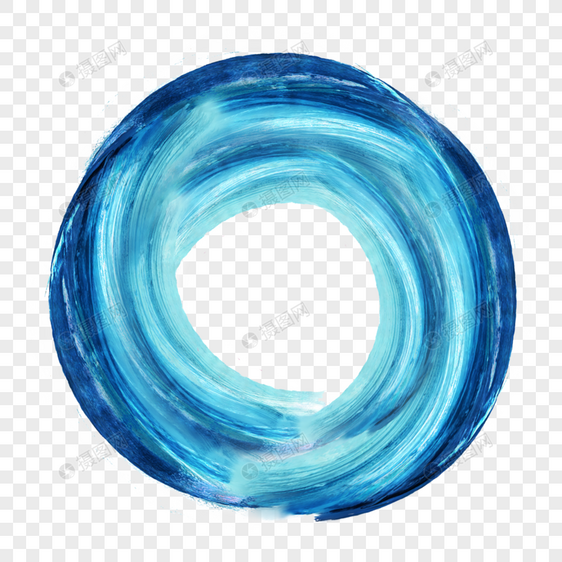 笔刷圆圈抽象几何蓝色渐变圆环图片