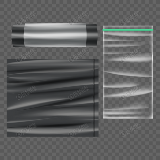 塑料袋样机写实黑色图片