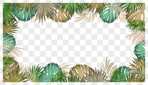 棕榈叶渐变彩色叶子边框图片