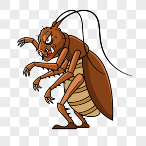 凶猛蟑螂卡通插画风格棕色图片