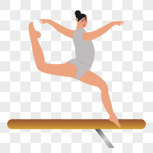 体操运动人物平衡木图片