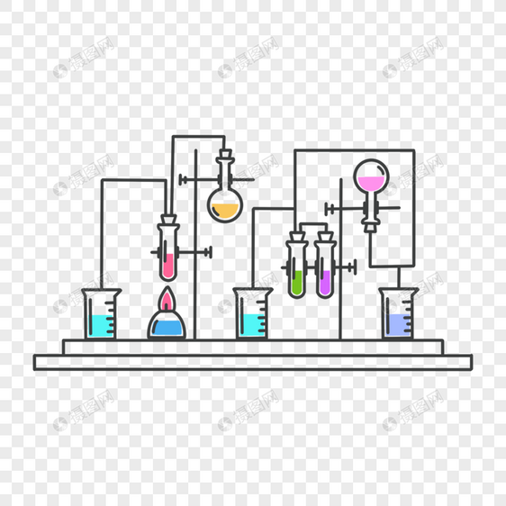 化学实验材料简笔画流程图片