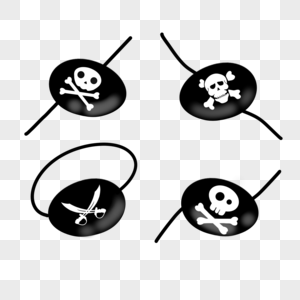 海盗眼罩卡通海盗黑色图片