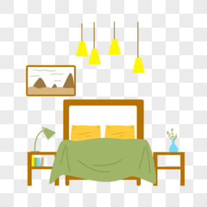 卧室商务扁平风格绿色图片