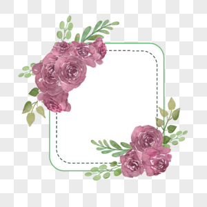勃艮第玫瑰婚礼水彩粉色边框图片