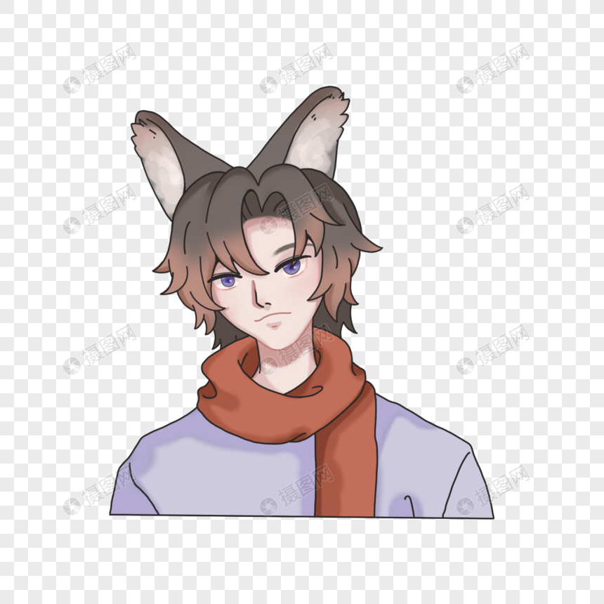 狼帅气男孩卡通动漫形象