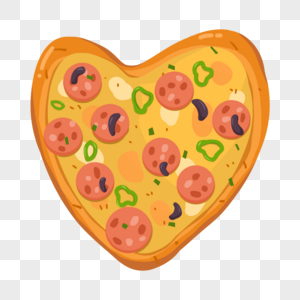 爱心香肠披萨卡通图片
