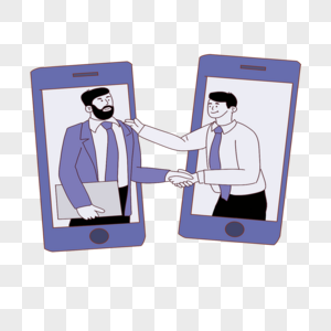 商务人士在线握手插画图片