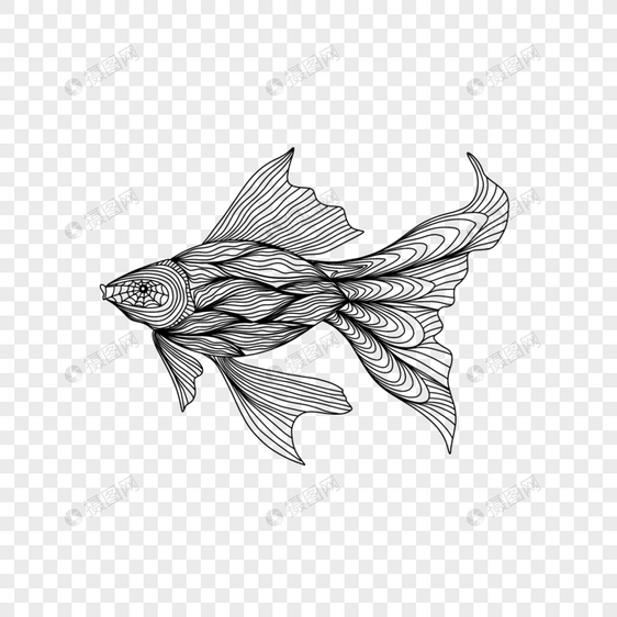 金鱼禅绕画动物风格图片