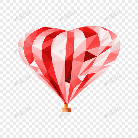热气球低聚风格红色图片