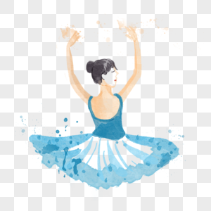 芭蕾舞演员水彩风格蓝色图片