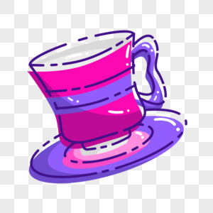 奶茶茶杯紫色卡通图案绘画图片