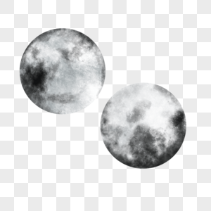 月亮夜晚两个水彩风格图片