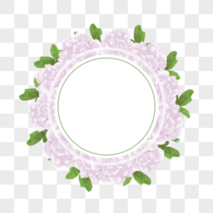 白玫瑰水彩婚礼圆形边框图片