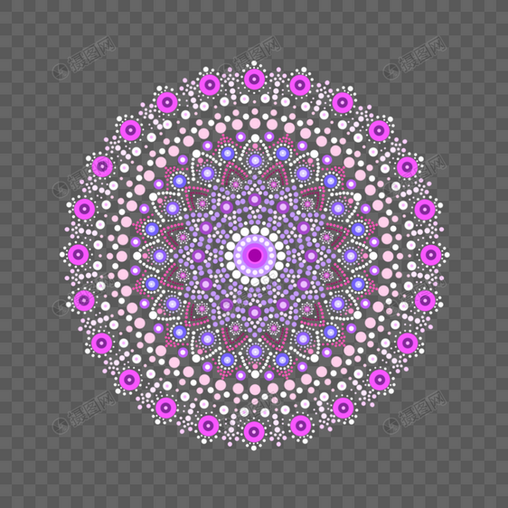 曼陀罗图案抽象圆点紫色图形图片