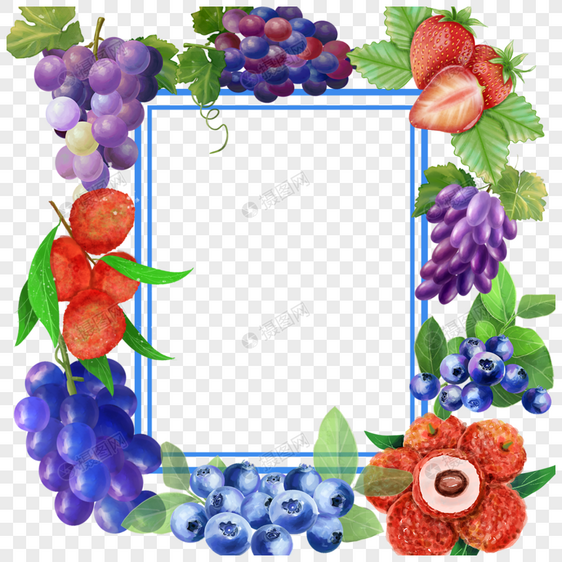 水彩水果边框葡萄图片