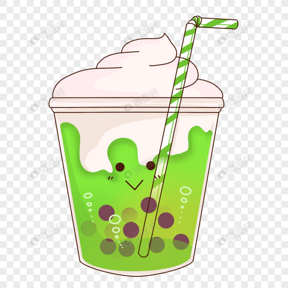 冰淇淋果汁绿色图案笑脸杯子图片