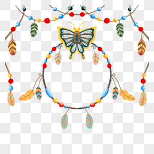 手工链抽象条羽毛印第安人民族传统文化图片