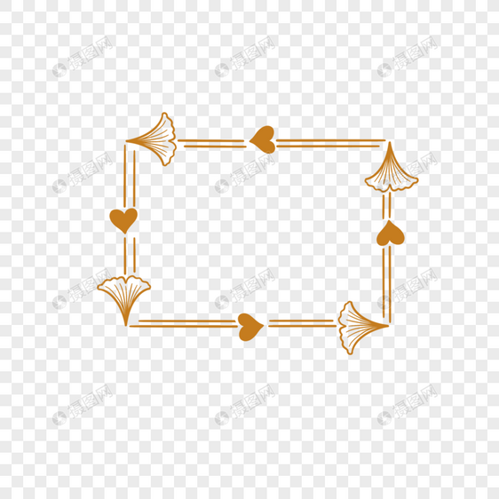 银杏叶金色长方形边框图片