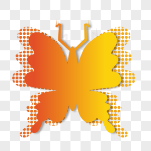 蝴蝶折纸橙色渐变波点图案图片