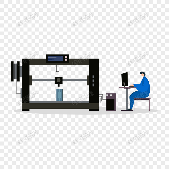 3d打印科技员工开发模型插画图片