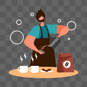 咖啡师咖啡制作咖啡杯插画图片