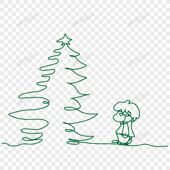 圣诞冬季线条画小男孩图片