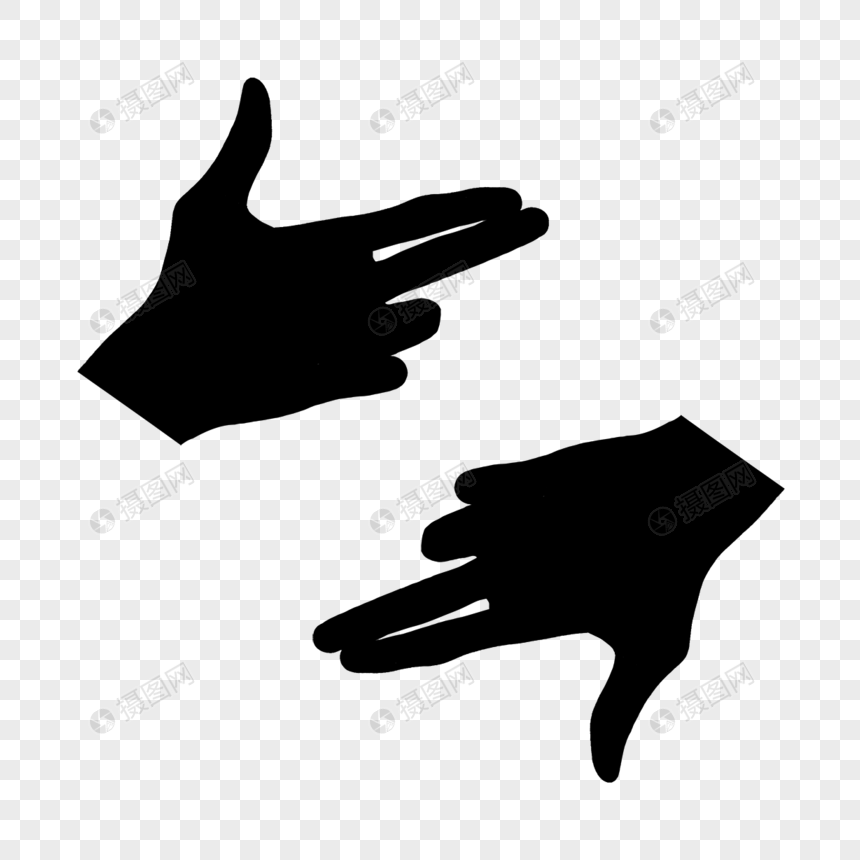 手部黑白剪影创意简约图案