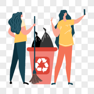 志愿者城市垃圾清理插画图片