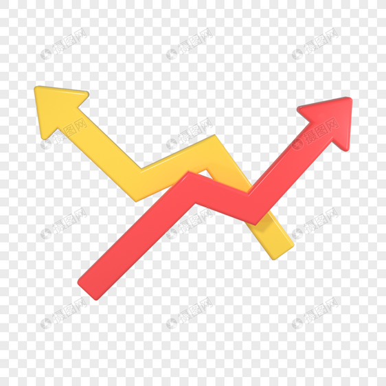 3d红黄折线箭头图片