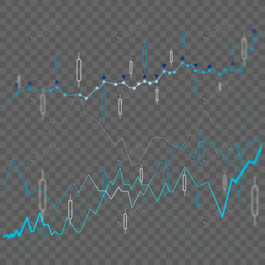 股票市场走势图分析蓝色折线图图片