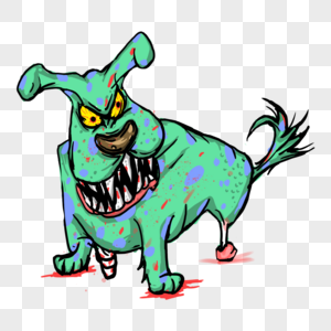 狗僵尸卡通绿色斑点图片