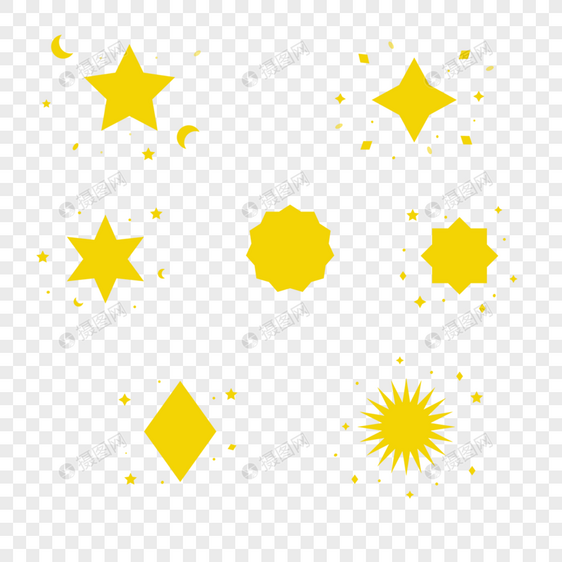 星星贴纸卡通黄色图片