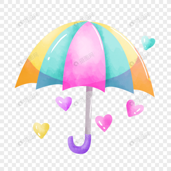 彩色可爱卡通水彩雨伞图片