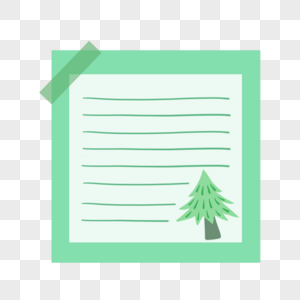 绿色简约卡通树木便签纸图片