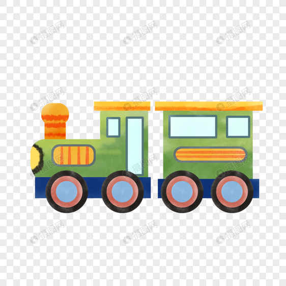 绿色水彩婴儿儿童玩具火车图片