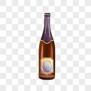 棕色水彩香槟玻璃瓶子图片