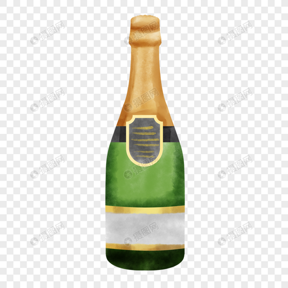 绿色香槟玻璃瓶子图片