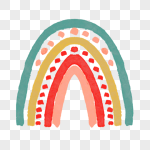 六层色彩水彩波西米亚风格彩虹图片