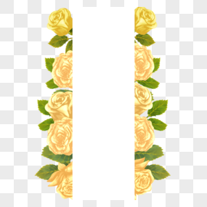 黄玫瑰边框黄色水彩婚礼图片
