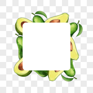 水彩牛油果水果方形几何边框图片