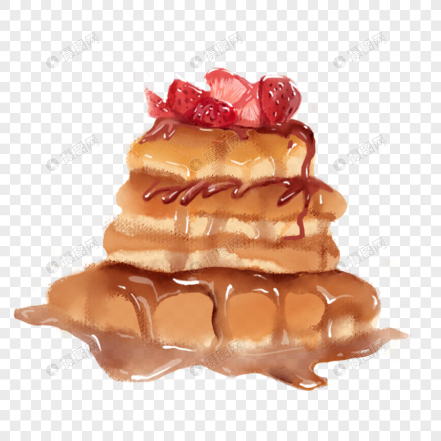 水彩枫糖薄饼插图图片