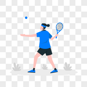 网球比赛运动概念插画球场中打网球的女运动员图片