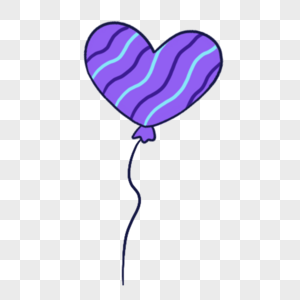蓝紫色系生日组合条纹爱心气球图片