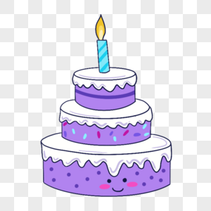 蓝紫色系生日组合三层生日蛋糕图片