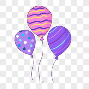 蓝紫色系生日组合多彩条纹气球图片