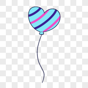 蓝紫色系生日组合爱心条纹气球图片
