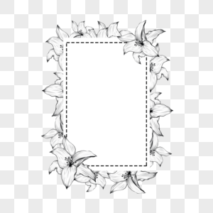 素描花卉方形线条边框图片