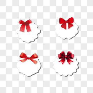 圣诞节红色蝴蝶结礼品盒包装盒标签卡片高清图片