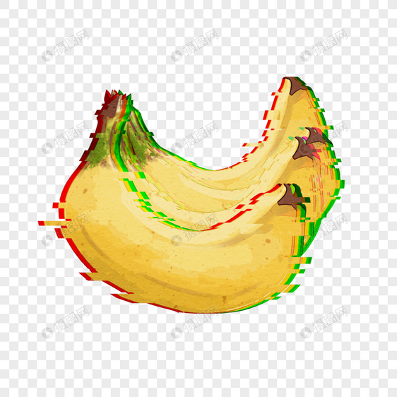 卡通香蕉水果低聚合样式图片